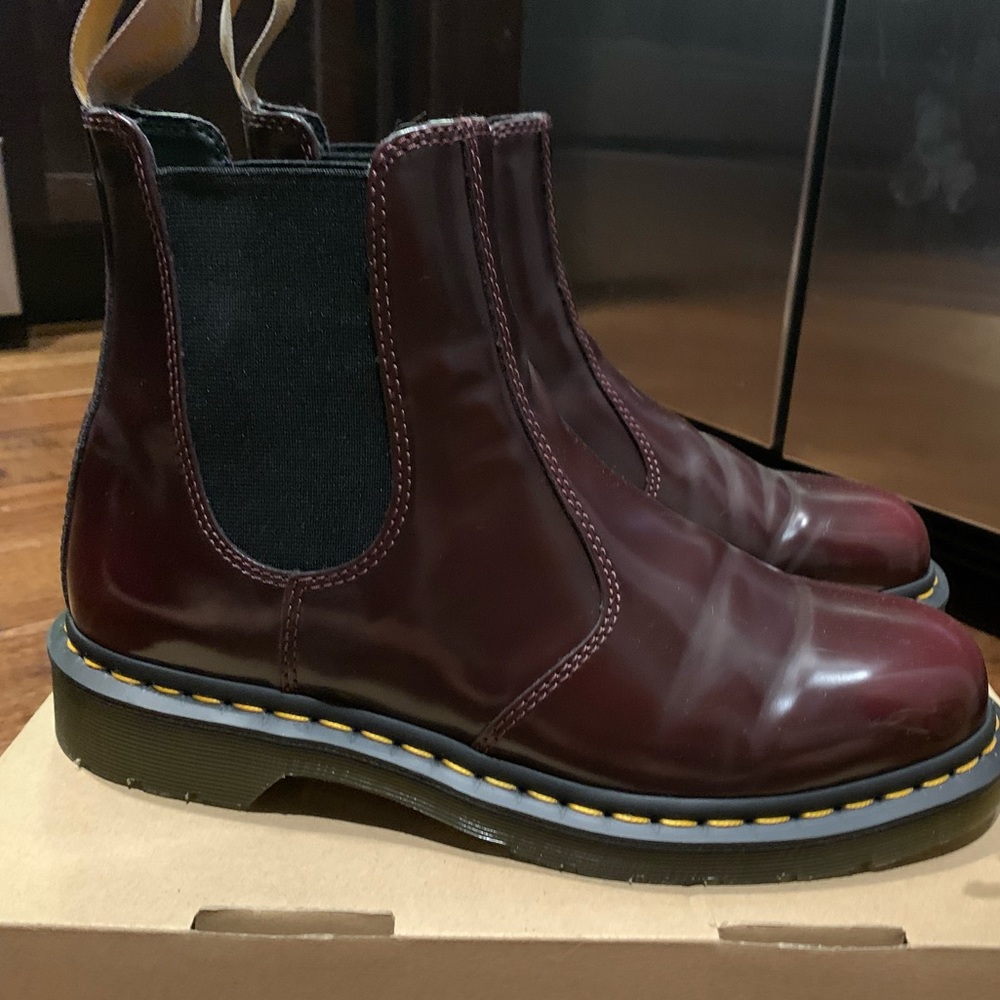 Vegan Cherry Red Dr. Martens with box. Worn once.